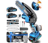 Tietoc Mini Chainsaw 6 Inch Cordless [With 2Pcs 21V Batteries] [2024 Upgrade] Portable Electric Chain Saw, Small Handheld Battery Powered Super Saws for Tree Branches, Courtyard, Household & Garden