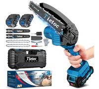 Tietoc Mini Chainsaw 6 Inch Cordless [With 2Pcs 21V Batteries] [2024 Upgrade] Portable Electric Chain Saw, Small Handheld Battery Powered Super Saws for Tree Branches, Courtyard, Household & Garden