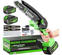 Tietoc Mini Chainsaw 8 inch Cordless with 2x 4000mAh Batteries, Battery Powerd Chain saw with Oiler, Lightweight Handheld Saw for Household & Garden, Gifts for Men, Dad, Husband, Gardener and DIYer