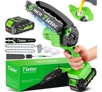 TIETOC Mini Chainsaw Cordless 6 Inch [Gardener Friendly] Super Handheld Rechargeable Chain Saw with Security Lock & Auto Oiler-System, Small Electric Chainsaws Battery Powered for Wood/Trees Cutting