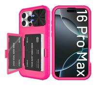 Tieuwant for iPhone 16 Pro Max Case Wallet, Built-in Mirror, Card Holder, Slide Camera Cover, Kickstand, Ultra Thin & Comfortable, Rugged Heavy Duty Girls Women Protective iPhone 16 Case,Rosepink