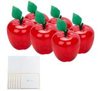 TIEYIPIN Large Apple Container with Blank Cards, Plastic Apple Shaped Gift Box Candy Jar, Back to School Teacher Appreciation Gift, Wedding Party Favor, Christmas Decorations Supplies, Red - 6 Pack