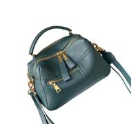 TIEZHICHESHI Cowhide contrast stitching shoulder bag ladies personality messenger bag-dark green