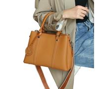 TIEZHICHESHI Exquisite handbag with leather atmosphere Lady's one-shoulder messenger bag-Brown