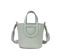 TIEZHICHESHI First layer cowhide bucket bag ladies personalized hand bill of lading shoulder crossbody bag-Holy Grail Blue