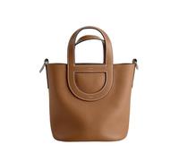 TIEZHICHESHI First layer cowhide bucket bag ladies personalized hand bill of lading shoulder crossbody bag-golden brown