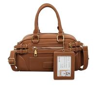 TIEZHICHESHI Korean minority design handbag simple one-shoulder bowling bag-Brown.