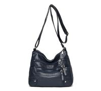 TIEZHICHESHI Ladies soft leather large capacity backpack exquisite personality one-shoulder messenger bag-dark blue