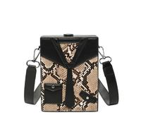 TIEZHICHESHI Leather Leopard-print bag with one shoulder connects casual and diligent small square bags-khaki.