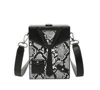 TIEZHICHESHI Leather Leopard-print bag with one shoulder connects leisure and diligent stitching small square bag-black