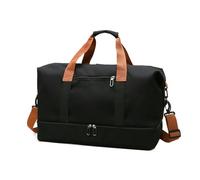 TIEZHICHESHI Oxford cloth large-capacity travel bag letter embroidery dry-wet separation fitness bag-black