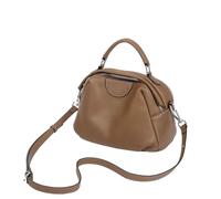 TIEZHICHESHI Simple and exquisite leather small round bag lady's bill of lading shoulder crossbody bag-elephant gray