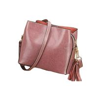 TIEZHICHESHI The first layer of cowhide diagonal handbag tassel handbag-taro purple