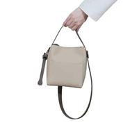 TIEZHICHESHI The first layer of cowhide hand bucket bag lychee commuter shoulder crossbody bag-milk apricot color
