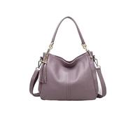 TIEZHICHESHI The first layer of cowhide shoulder bag tassel simple shoulder bag-taro purple