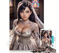 Tifa Lockhart Wedding Jigsaw Puzzles 1000 Pieces for Teenagers Strong Logic Toy Home Activity Clear Edge Cherished Gift (38x52cm)