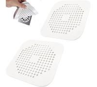 tifanso 2 pcs Silicone Drain Protector with Sucker Sink Strainer Shower Drain Cover Hair Catcher For Shower Drain Strainer Plug Trap Filter for Bathroom (White)