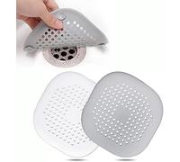 tifanso 2 pcs Silicone Drain Protector with Sucker Sink Strainer Shower Drain Cover Hair Catcher For Shower Drain Strainer Plug Trap Filter for Bathroom (White+Grey)