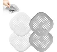 tifanso 4 Pcs Silicone Drain Protector with Sucker Sink Strainer Shower Drain Cover Hair Catcher For Shower Drain Strainer Plug Trap Filter for Bathroom (2White+Grey)