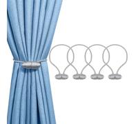 Tifanso Gray Magnetic Curtain Tiebacks - 4pcs Curtain Tie Backs for Curtains, Decorative Curtain Ties Holdbacks for Drapes, Boho Drapery Tiebacks, No Drill Curtain Hooks for Bedroom, Farmhouse Decor