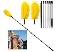 TIFDANNA Gutter Cleaning Tools,10.5 feet Long Gutter Cleaning Tools from The Ground,Gutter Cleaner Ability to Easily Clear roof Leaves and Debris(8 Stainless Steel Tubes and 2 Yellow Brush Heads)