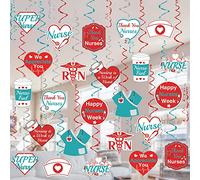 Tifeson Nurses Appreciation Week Decoration Hanging Swirls - 36 PCS Red and Blue Thank You Nurses Hanging Swirls for Medical Party, RN Party, Nurse Day, Happy Nurses Week Decorations