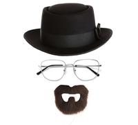 Tiff-K Breaking Bad Cosplay Walter White Heisenberg Hat Glasses & Goatee Set