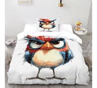 TIFFAN Angry Bird 2 Pcs Bed Cover Animals Cartoon 3D Printed King Size for Kids Soft Microfiber With Sheet Pillowcases Single(135x200cm)