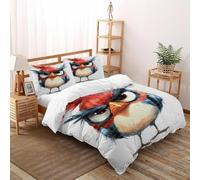 TIFFAN Angry Bird 3 Pcs Bedding Bed Set Animals Cartoon 3D King Size Boys Soft Microfiber With Sheet Pillowcases Double(200x200cm)
