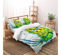 TIFFAN Angry Budgie 3 Pcs Duvet Cover Animals Cartoon 3D Printed King Size for Kids Zipper Closure With Sheet Pillowcases Super King(260x220cm)
