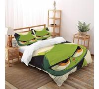 TIFFAN Angry Green Cat 3 Pcs Bedding Bed Set Animals Cartoon 3D Printed King Size for Kids Soft Microfiber With Sheet Pillowcases King(220x240cm)