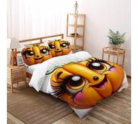TIFFAN Cute Pumpkin_1 3 Pcs Bedding Set Halloween Cartoon Dark Fantasy 3D Printed King Size for Kids Zipper Closure With Sheet Pillowcases King(220x240cm)