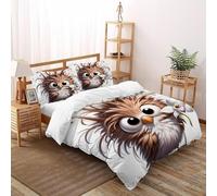 TIFFAN Fluffy Owl 3 Pcs Quilt Covers Animals Cartoon 3D King Size for Kids Soft Microfiber With Sheet Pillowcases King(220x240cm)