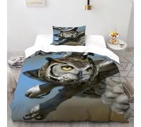 TIFFAN Flying Owl 2 Pcs Duvet Cover Sets Animals Cartoon 3D Printed King Size for Kids Soft Microfiber With Sheet Pillowcases Single(135x200cm)