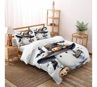 TIFFAN Ghost Pumpkin Hat 3 Pcs Bedding Set Halloween Cartoon Dark Fantasy 3D Printed King Size Boys Zipper Closure With Sheet Pillowcases King(220x240cm)