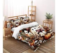 TIFFAN Ghost Witch_1 3 Pcs Bedding Set Halloween Cartoon Dark Fantasy 3D Printed King Size Teen Soft Microfiber With Sheet Pillowcases Super King(260x220cm)