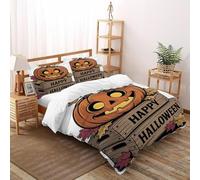 TIFFAN Happy Halloween 3 Pcs Bedding Bed Set Halloween Cartoon Dark Fantasy 3D Printed King Size for Kids Soft Microfiber With Sheet Pillowcases Super King(260x220cm)
