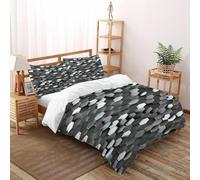 TIFFAN Hex Metal Grid 3 Pcs Bedding Set Geometric Abstract 3D Printed King Size for Kids Zipper Closure With Sheet Pillowcases Super King(260x220cm)