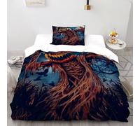 TIFFAN Jackolantern Scarecrow 2 Pcs Bedding Bed Set Halloween Cartoon Dark Fantasy 3D Printed King Size for Kids Soft Microfiber With Sheet Pillowcases Single(135x200cm)