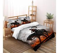 TIFFAN Knight on Horse 3 Pcs Duvet Cover Animal Cartoon Animal 3D Printed King Size for Kids Zipper Closure With Sheet Pillowcases Double（200x200cm）