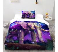 TIFFAN Ornate Elephant 2 Pcs Bed Set Animal Cartoon Animal 3D King Size Men Soft Microfiber With Sheet Pillowcases Single（135x200cm）