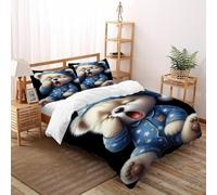 TIFFAN Sleeping Polar Bear 3 Pcs Bedding Bed Set Animal Cartoon Animal 3D Printed King Size for Kids Soft Microfiber With Sheet Pillowcases Super King（260x220cm）