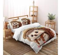 TIFFAN Witch Hedgehog 3 Pcs Bedding Bed Set Halloween Cartoon Dark Fantasy 3D Printed King Size for Kids Soft Microfiber With Sheet Pillowcases Super King(260x220cm)