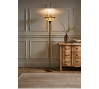 Tiffany Amber Gold Stained Glass Antique Brass Uplighter Floor Lamp ValueLights Amber One Size
