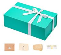 Tiffany Blue Gift Box 13.8x8.3x4.4 inch, 1 Pack Big Gift Box with Magnetic Lid for Presents, Gift Wrap Boxes for Wedding, Party, Birthday, Card,Shredded Paper Filler