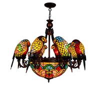 Tiffany Chandelier Lamp European style creative classic Parrot Bird decorative lamp Tiffany colored glass living room dining room bedroom chandelier coffee red bronze bracket lamp bar dining room Club