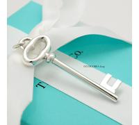 Tiffany & Co. Oval Key Pendant Charm Sterling Silver 925 w/Pouch