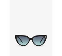 Tiffany & Co Womens Black Tf4195 Cat-eye Brand-embellished Acetate and Metal Sunglasses