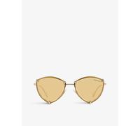 Tiffany & Co Womens Gold Tf3090 Triangular-frame Metal Sunglasses