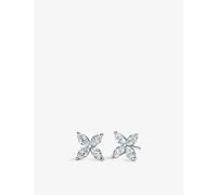 Tiffany & Co Womens Platinum Victoria and Marquise Diamond Stud Earrings